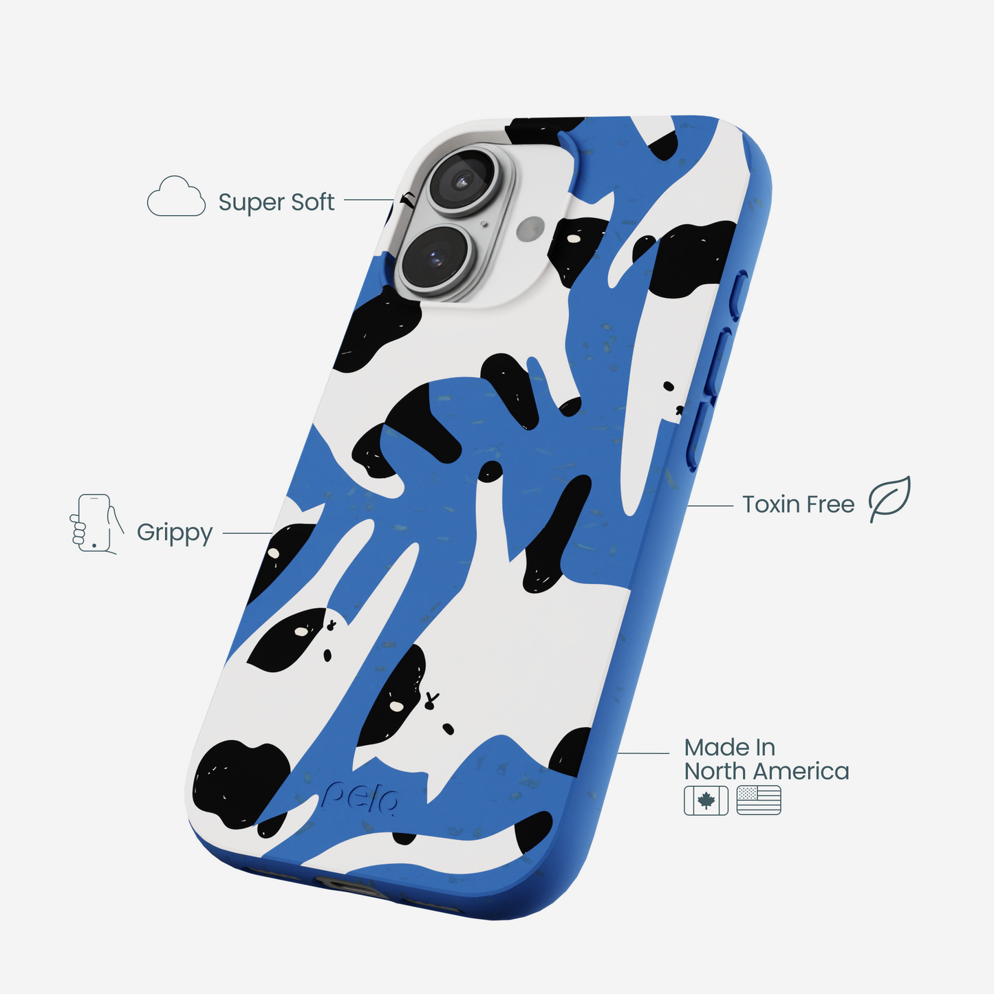 Electric Blue Cat Cow iPhone 17 Case