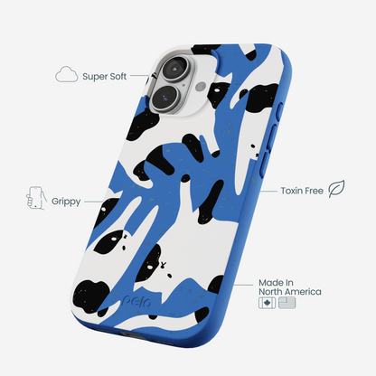 Electric Blue Cat Cow iPhone 17 Case