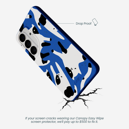 Electric Blue Cat Cow Samsung Galaxy S26 Case