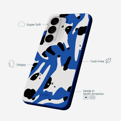 Electric Blue Cat Cow Samsung Galaxy S26 Case
