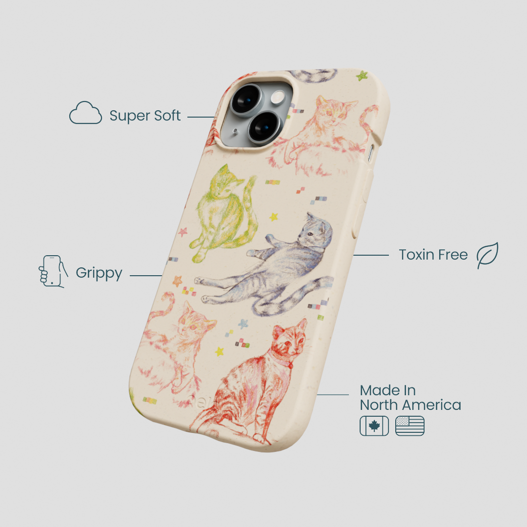 Seashell Cat Sketchbook iPhone 14 Case