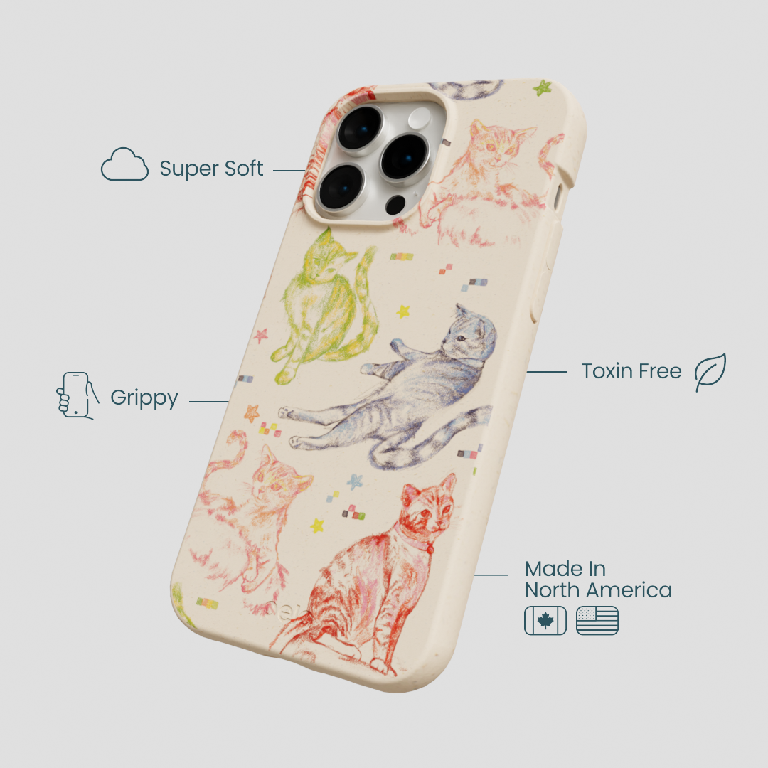 Seashell Cat Sketchbook iPhone 15 Pro Max Case
