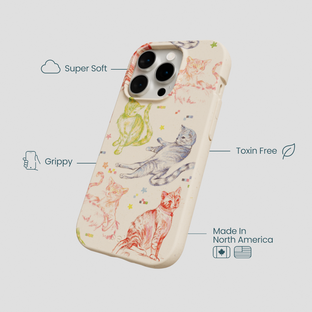 Seashell Cat Sketchbook iPhone 15 Pro Case