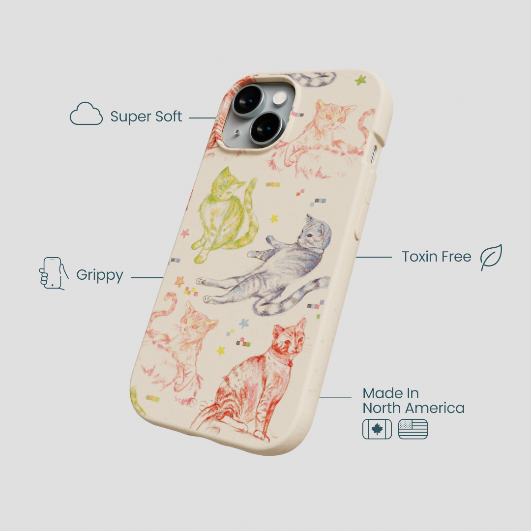 Seashell Cat Sketchbook iPhone 15 Case