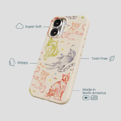 Seashell Cat Sketchbook iPhone 16 Case