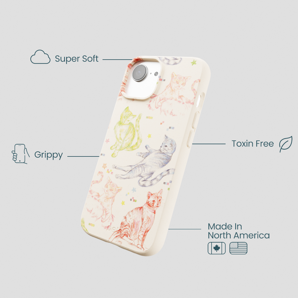 Seashell Cat Sketchbook iPhone 16e/17e Case