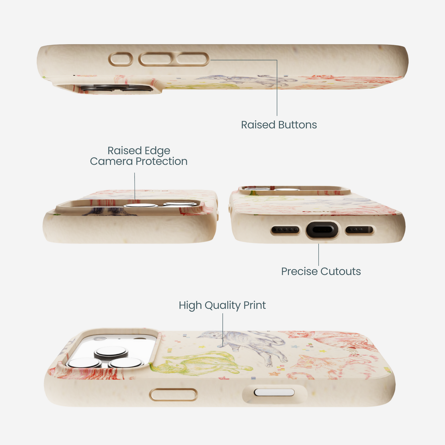 Seashell Cat Sketchbook iPhone 17 Pro Case