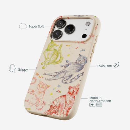 Seashell Cat Sketchbook iPhone 17 Pro Case