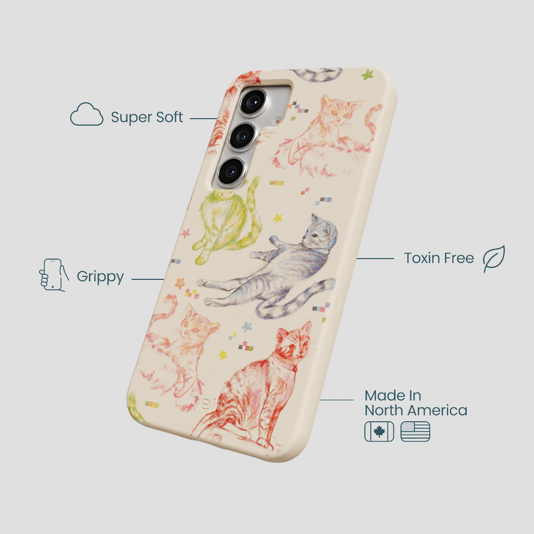 Seashell Cat Sketchbook Samsung Galaxy S25 Case