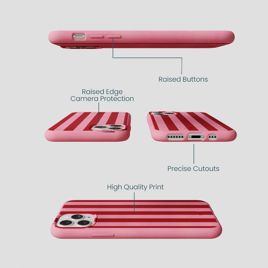 Bubblegum Pink Cherry Stripes iPhone 11 Pro Case