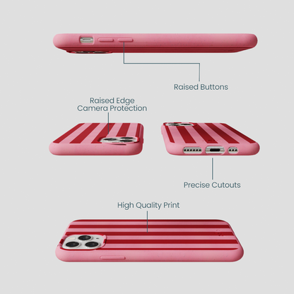 Bubblegum Pink Cherry Stripes iPhone 11 Pro Case