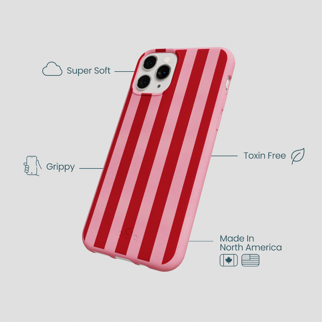 Bubblegum Pink Cherry Stripes iPhone 11 Pro Case