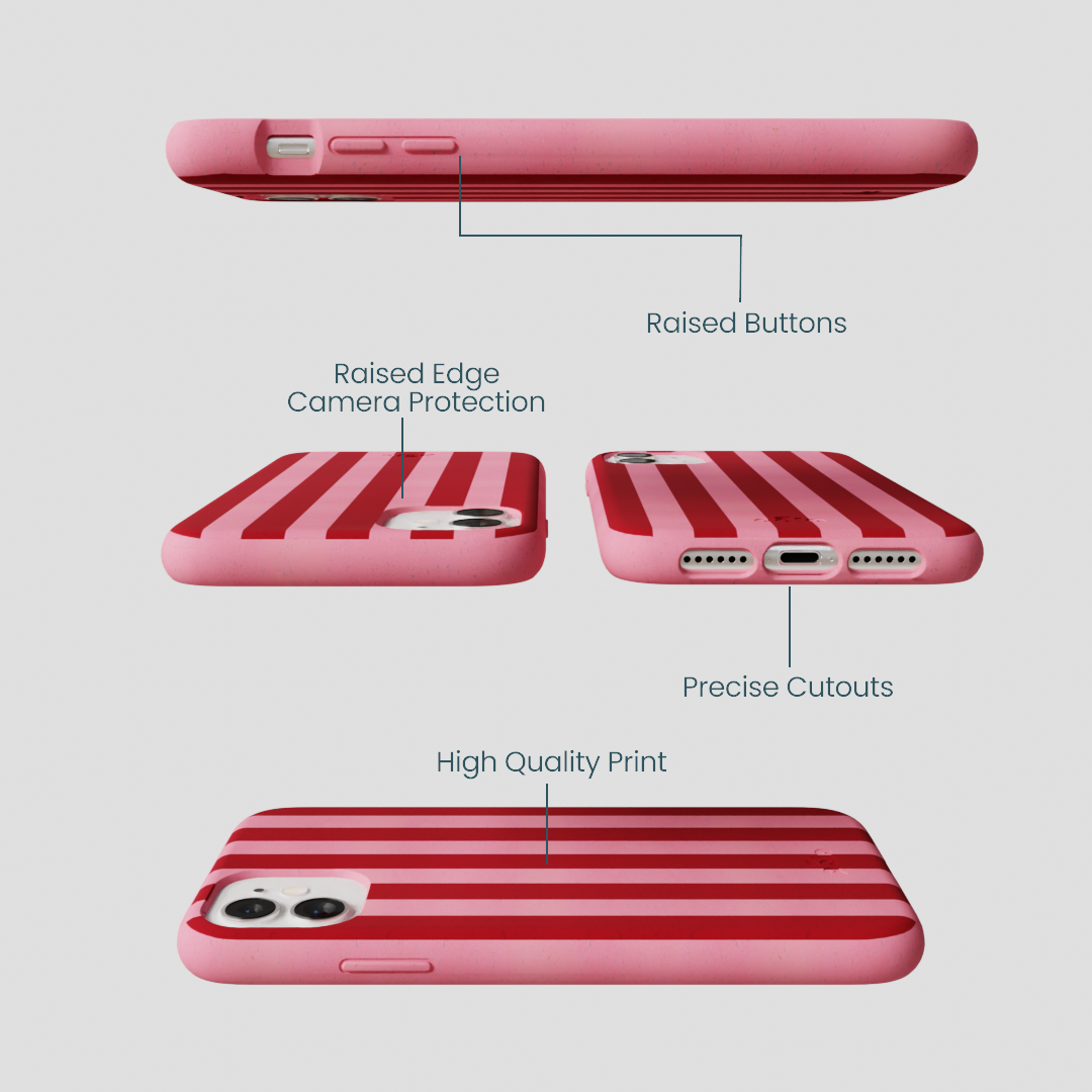 Bubblegum Pink Cherry Stripes iPhone 11 Case