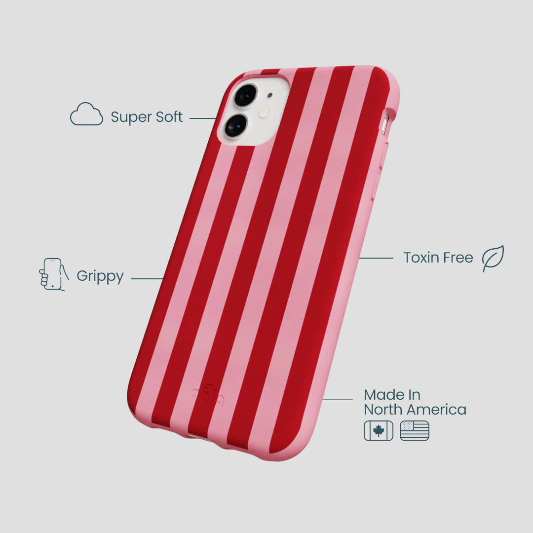 Bubblegum Pink Cherry Stripes iPhone 11 Case