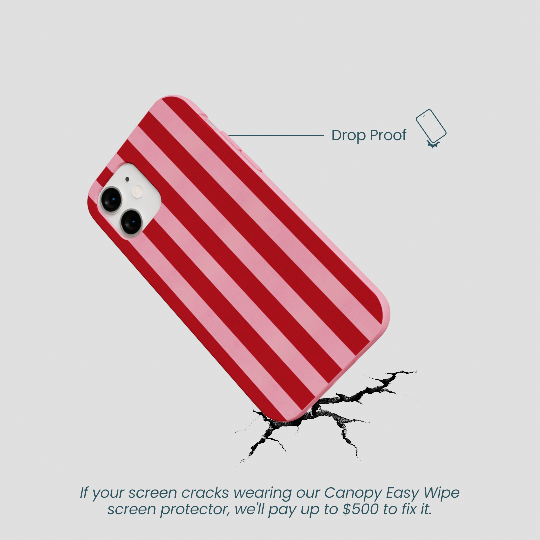 Bubblegum Pink Cherry Stripes iPhone 12 Mini Case