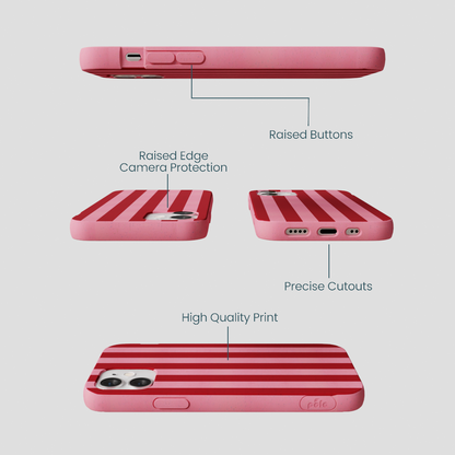 Bubblegum Pink Cherry Stripes iPhone 12 Mini Case