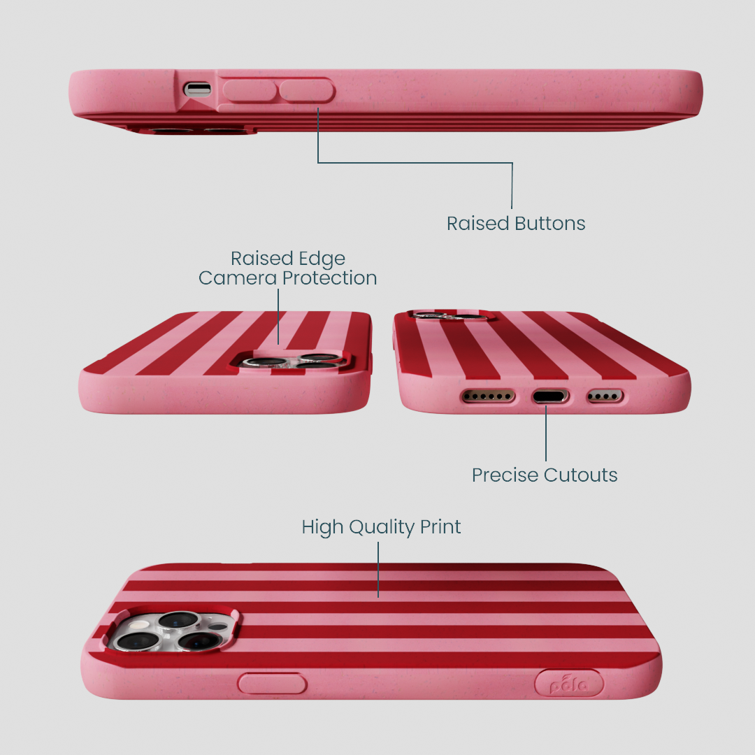 Bubblegum Pink Cherry Stripes iPhone 12 Pro Max Case