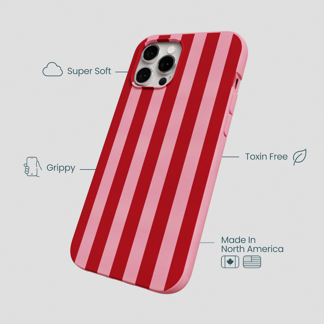 Bubblegum Pink Cherry Stripes iPhone 12 Pro Max Case