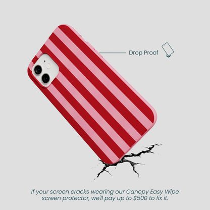 Bubblegum Pink Cherry Stripes iPhone 12/ iPhone 12 Pro Case