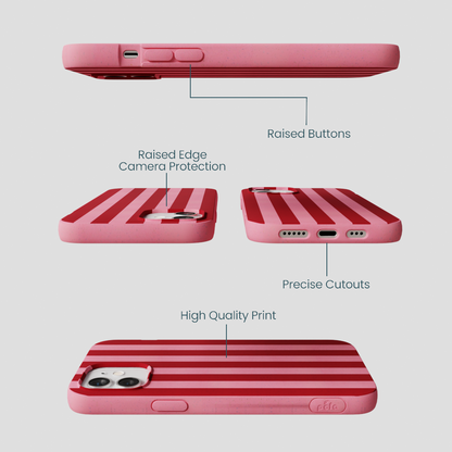 Bubblegum Pink Cherry Stripes iPhone 12/ iPhone 12 Pro Case