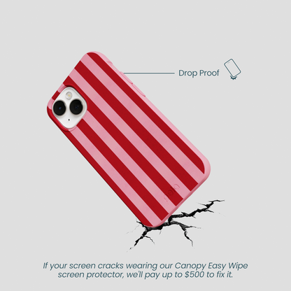 Bubblegum Pink Cherry Stripes iPhone 13 Mini Case