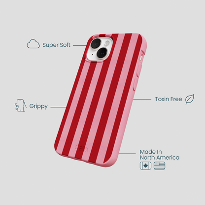 Bubblegum Pink Cherry Stripes iPhone 13 Mini Case