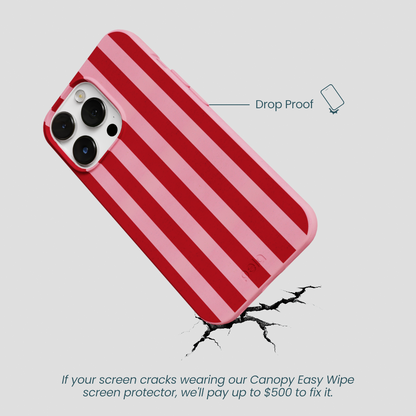 Bubblegum Pink Cherry Stripes iPhone 13 Pro Max Case