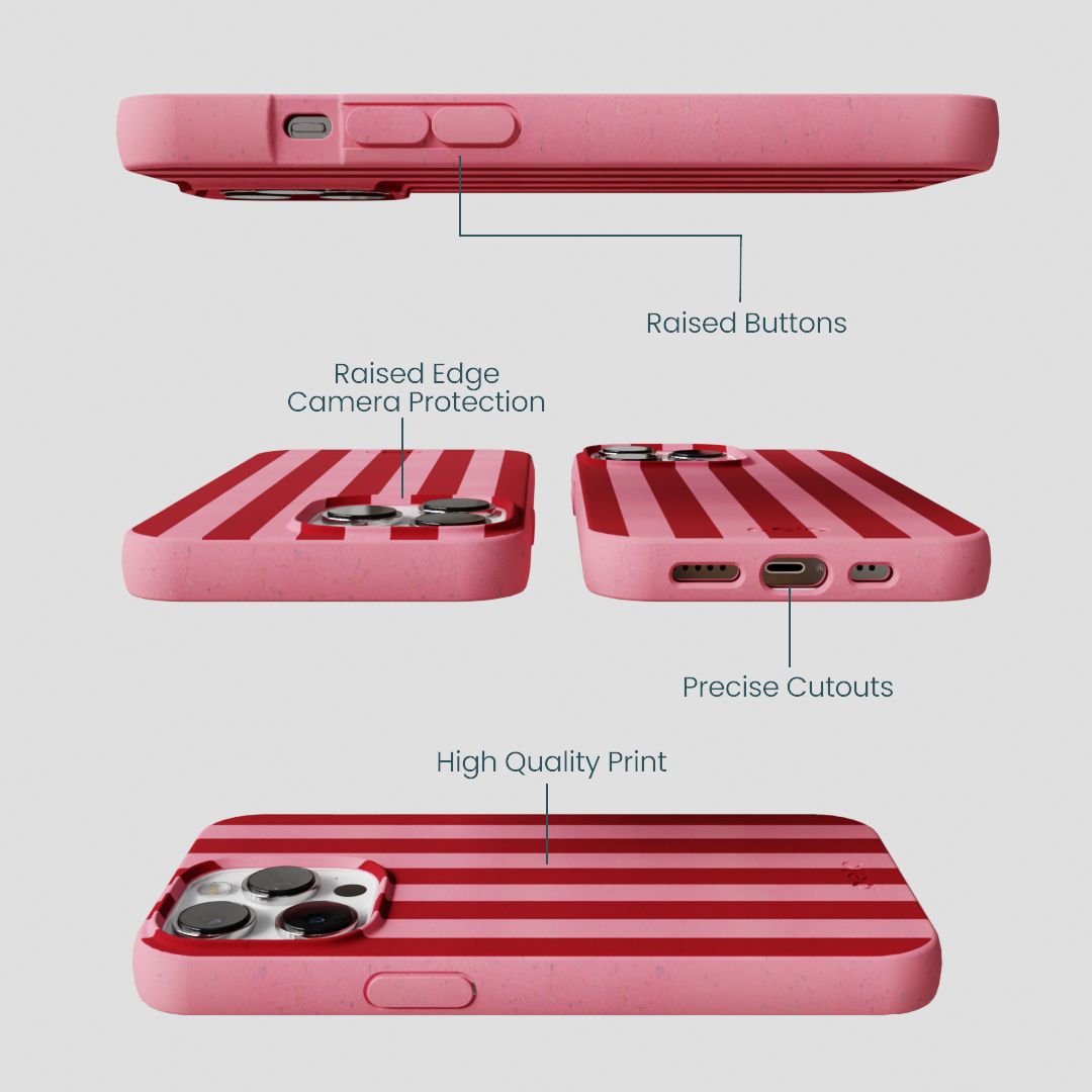 Bubblegum Pink Cherry Stripes iPhone 13 Pro Max Case
