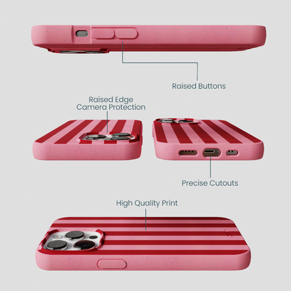 Bubblegum Pink Cherry Stripes iPhone 13 Pro Max Case