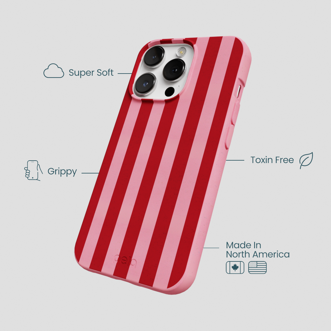 Bubblegum Pink Cherry Stripes iPhone 13 Pro Max Case