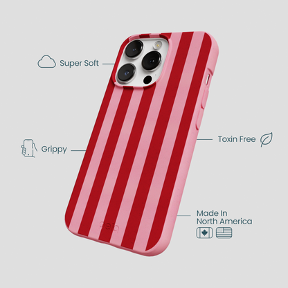Bubblegum Pink Cherry Stripes iPhone 13 Pro Max Case