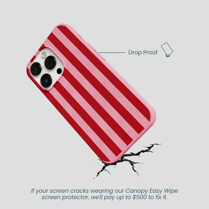 Bubblegum Pink Cherry Stripes iPhone 13 Pro Case