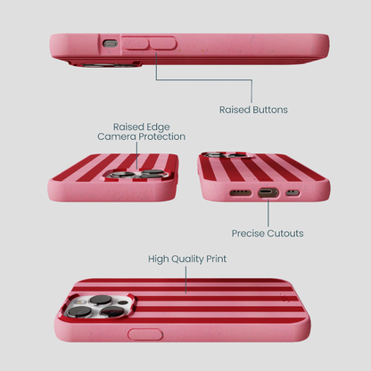 Bubblegum Pink Cherry Stripes iPhone 13 Pro Case
