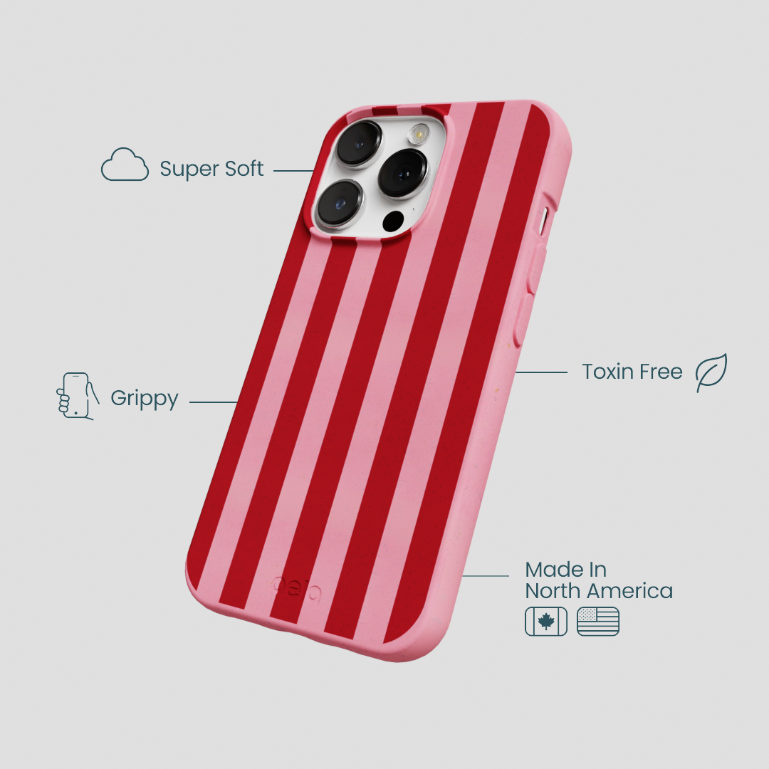 Bubblegum Pink Cherry Stripes iPhone 13 Pro Case