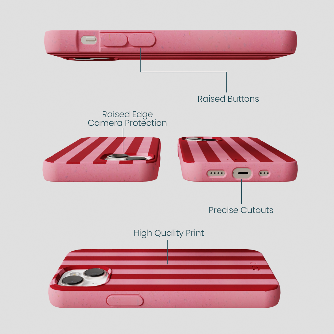 Bubblegum Pink Cherry Stripes iPhone 13 Case