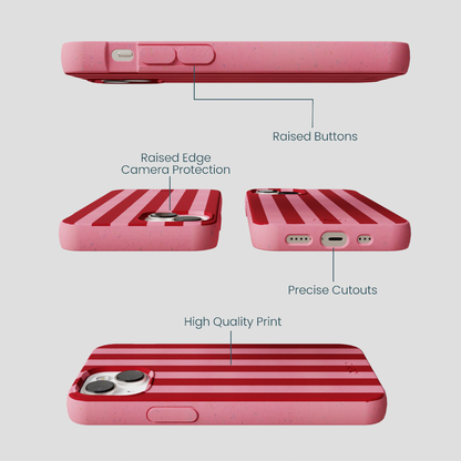Bubblegum Pink Cherry Stripes iPhone 13 Case