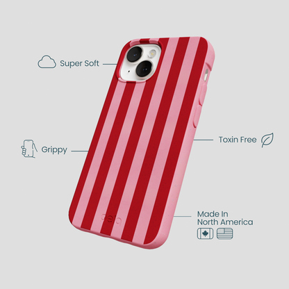 Bubblegum Pink Cherry Stripes iPhone 13 Case