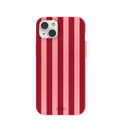 Bubblegum Pink Cherry Stripes iPhone 14 Plus Case