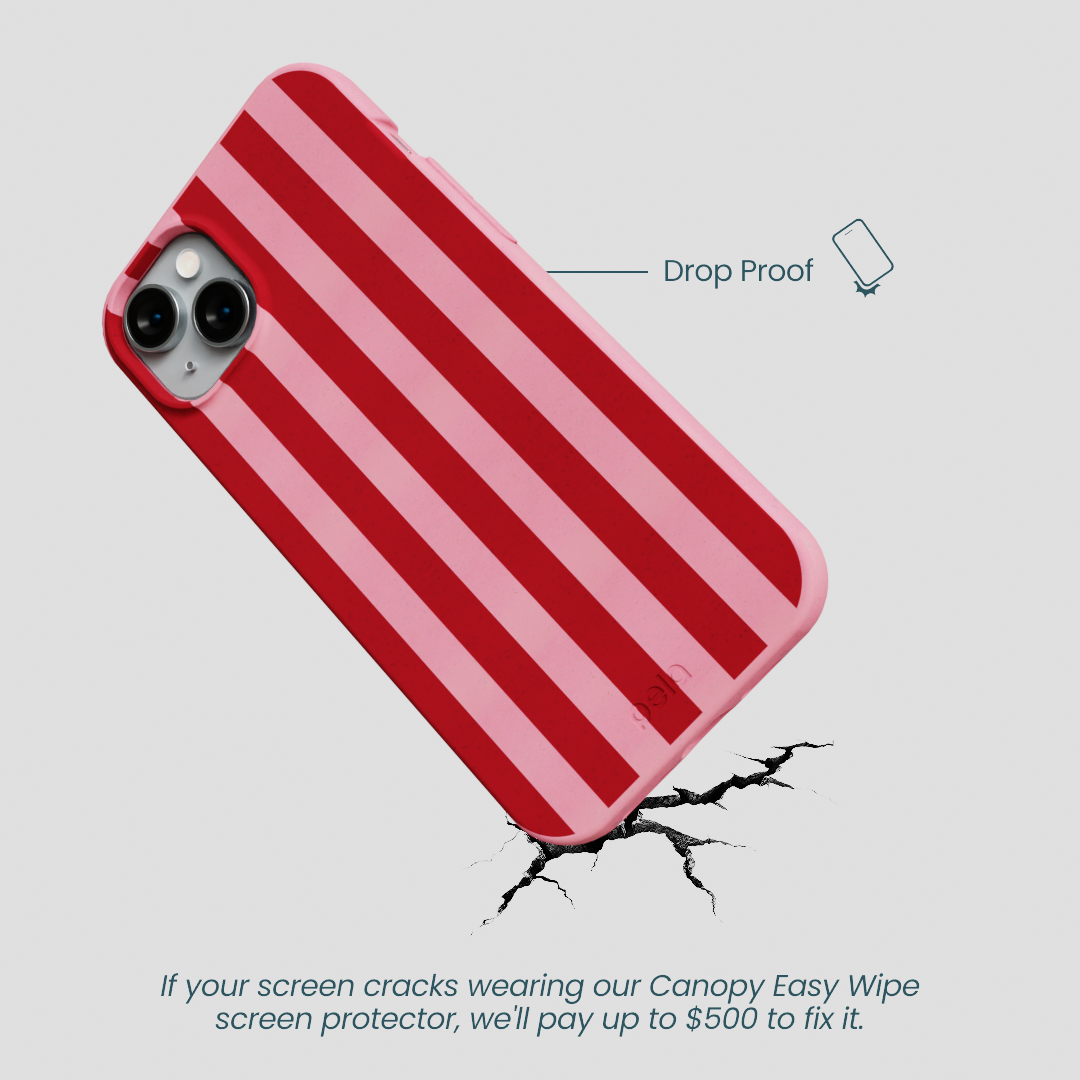 Bubblegum Pink Cherry Stripes iPhone 14 Plus Case