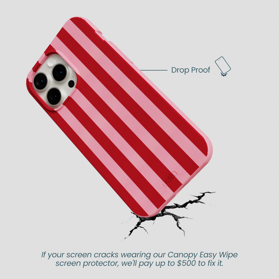 Bubblegum Pink Cherry Stripes iPhone 14 Pro Max Case