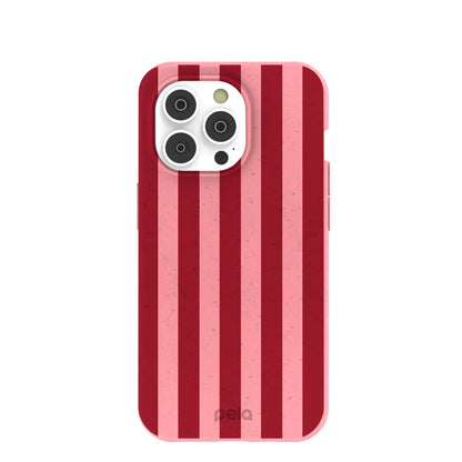 Bubblegum Pink Cherry Stripes iPhone 14 Pro Case