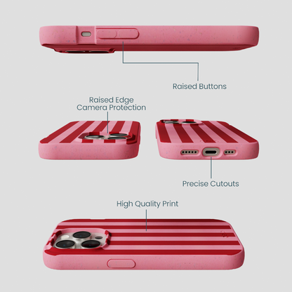 Bubblegum Pink Cherry Stripes iPhone 14 Pro Case