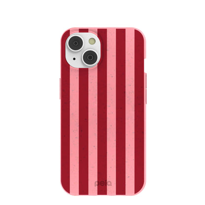 Bubblegum Pink Cherry Stripes iPhone 14 Case