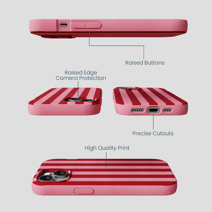 Bubblegum Pink Cherry Stripes iPhone 14 Case