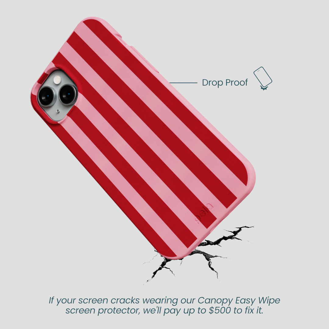 Bubblegum Pink Cherry Stripes iPhone 15 Plus Case