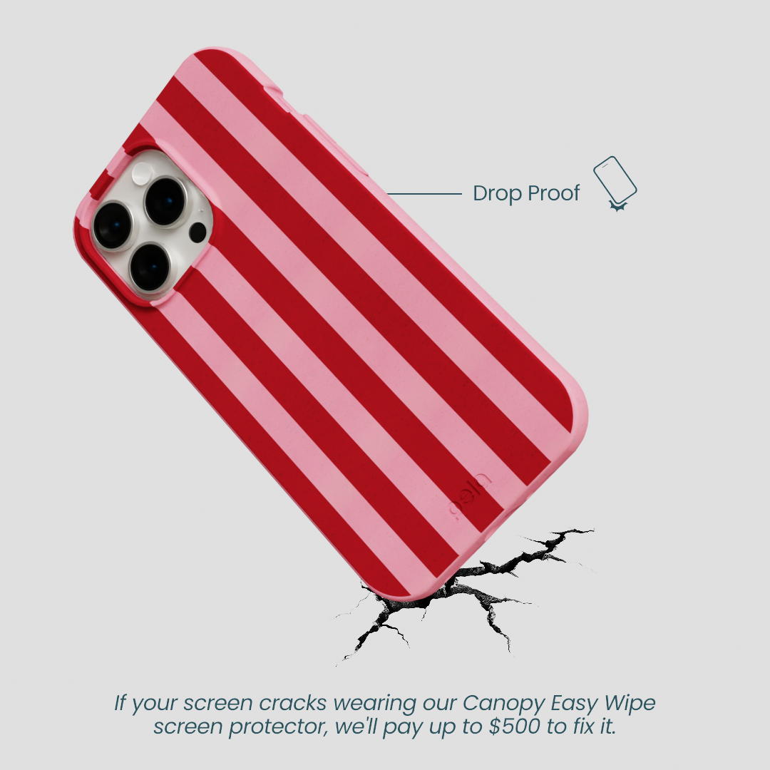 Bubblegum Pink Cherry Stripes iPhone 15 Pro Max Case