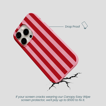 Bubblegum Pink Cherry Stripes iPhone 15 Pro Case