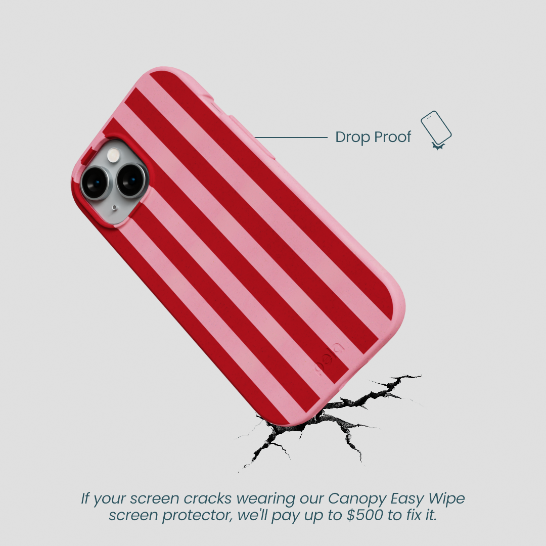 Bubblegum Pink Cherry Stripes iPhone 15 Case