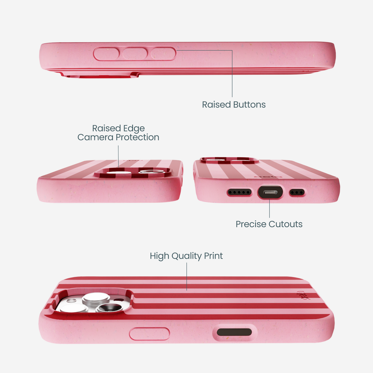 Bubblegum Pink Cherry Stripes iPhone 16 Pro Max Case