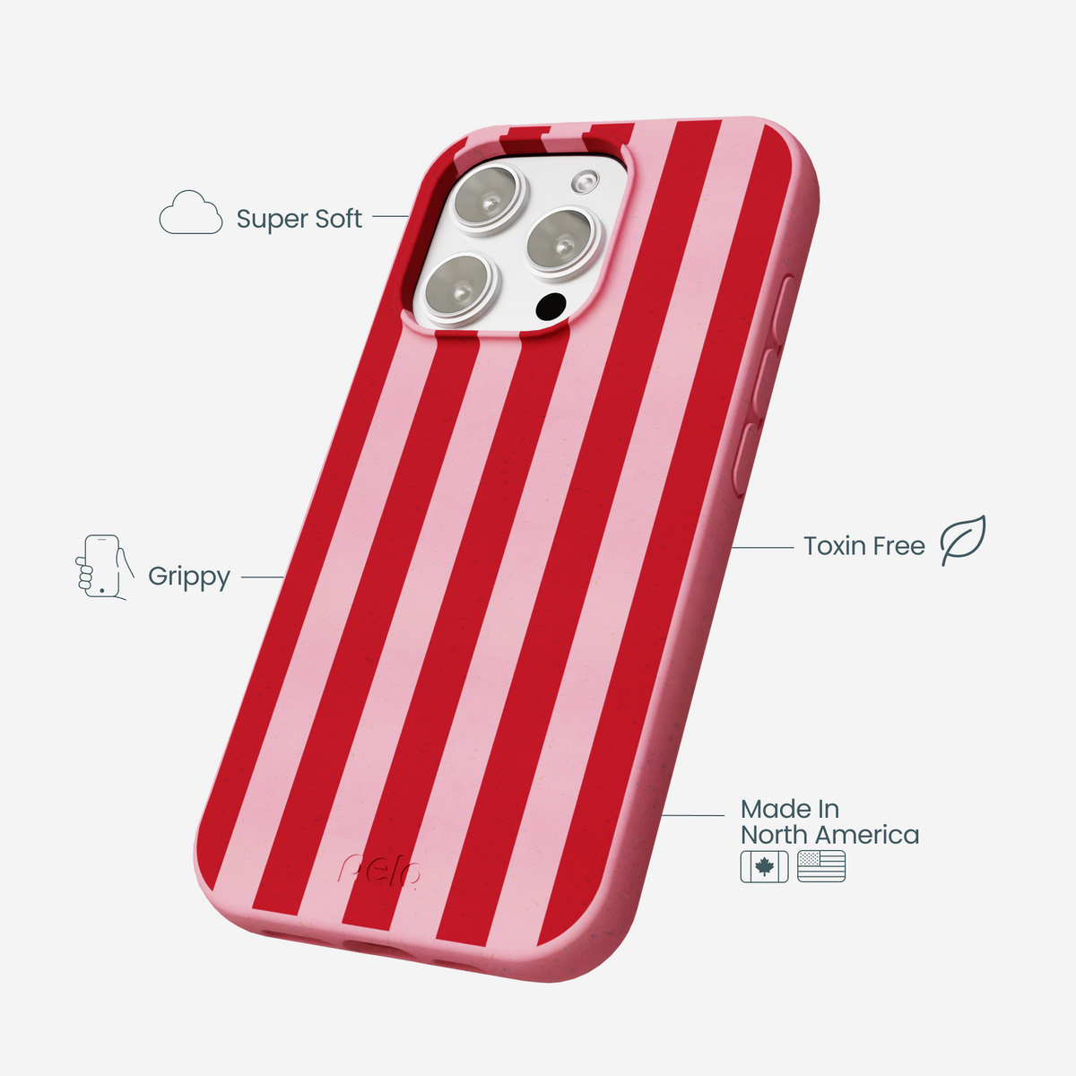 Bubblegum Pink Cherry Stripes iPhone 16 Pro Max Case
